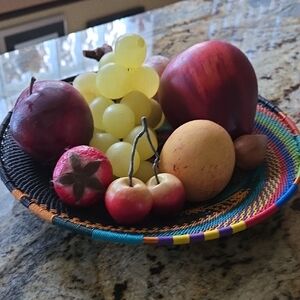 Colorful Woven Italian Marble Fruit Basket